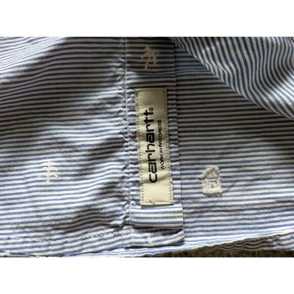 Carhartt WIP Orton Blue & White Striped, BAND COLLAR - Small RARE - Picture 11 of 16